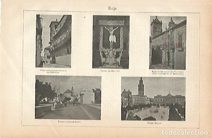 Postais: LAMINA ESPASA 3222: Vistas de Ecija Sevilla - Varios Autores