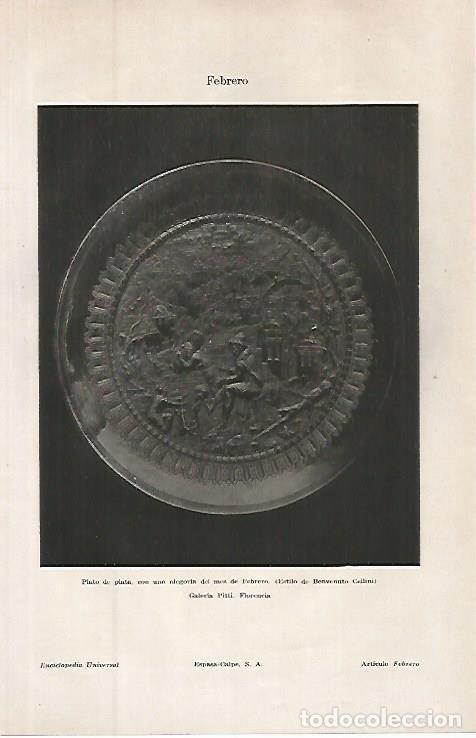 Postkarten: LAMINA ESPASA 32623: Plato representando al mes de Febrero, Galeria Pitti de Florencia - Varios