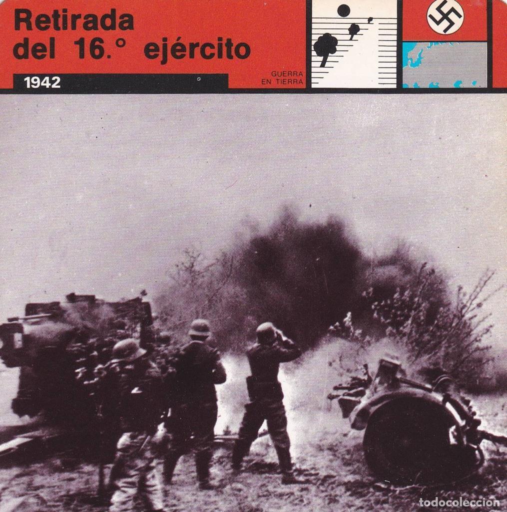 Postales: FICHA GUERRA EN TIERRA: RETIRADA DEL 16 EJERCITO. 1942 - NULL