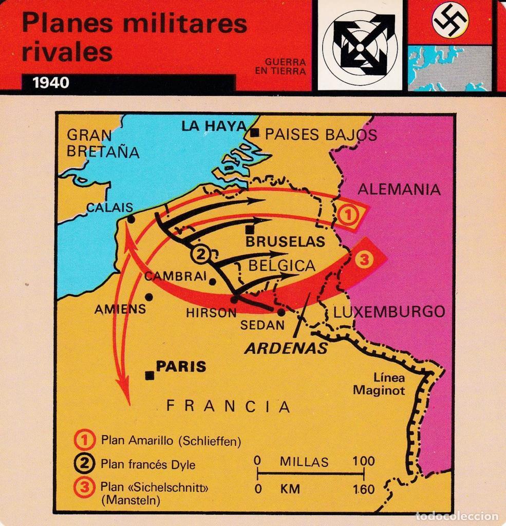 Postales: FICHA GUERRA EN TIERRA: PLANES MILITARES RIVALES. 1940 - NULL
