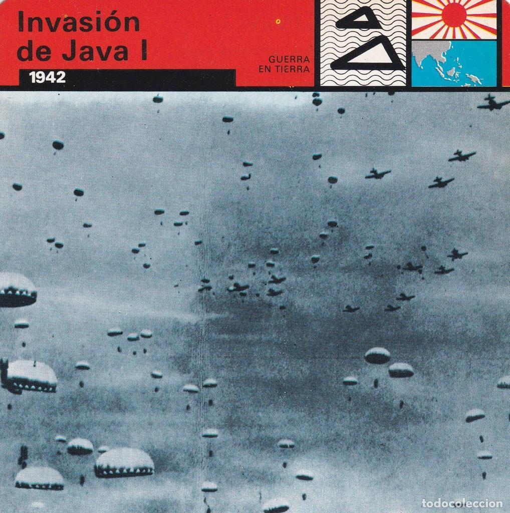 Postales: FICHA GUERRA EN TIERRA: INVASION DE JAVA I. 1942 - NULL