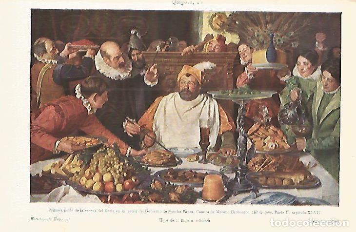 Postkarten: LAMINA ESPASA 3835: Festin del Gobierno de Sancho Panza obra de Carbonero - Varios Autores