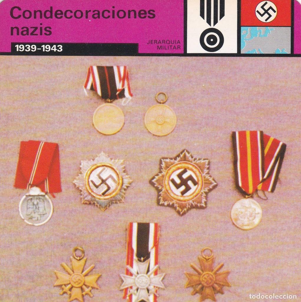 Postcards: FICHA JERARQUIA MILITAR: CONDECORACIONES NAZIS. 1939-1943 - NULL