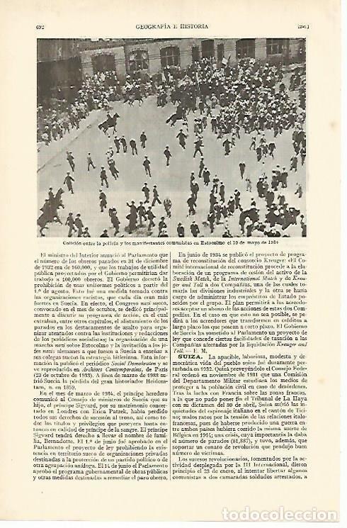 Postkarten: LAMINA DE ESPASA 342: Colision entre policia y comunistas en Estocolmo 1934 - Varios autores