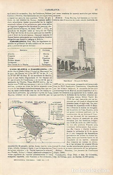 Postales: LAMINA ESPASA 3070: Plano y Mezquita del Bacha de Casablanca Marruecos - Varios Autores