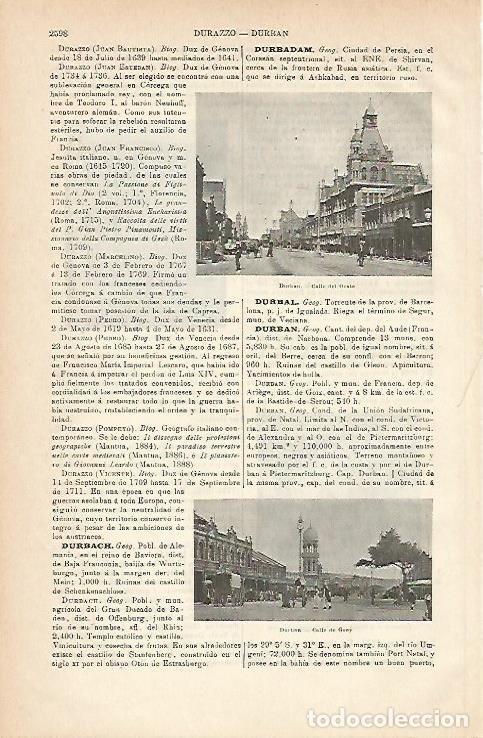 Postais: LAMINA ESPASA 3190: Vistas dde Durban Francia - Varios Autores