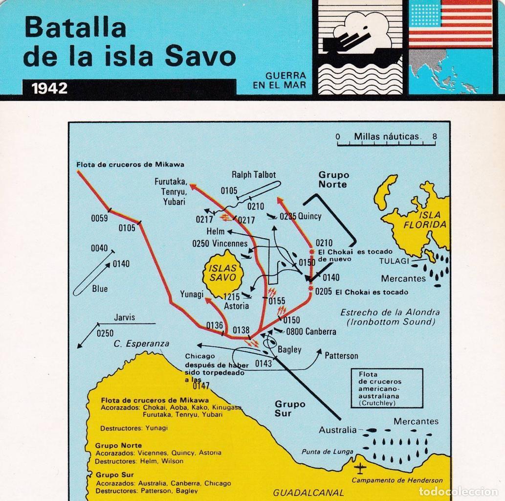 Cartoline: FICHA GUERRA EN EL MAR: BATALLA DE LA ISLA SAVO. 1942 - NULL