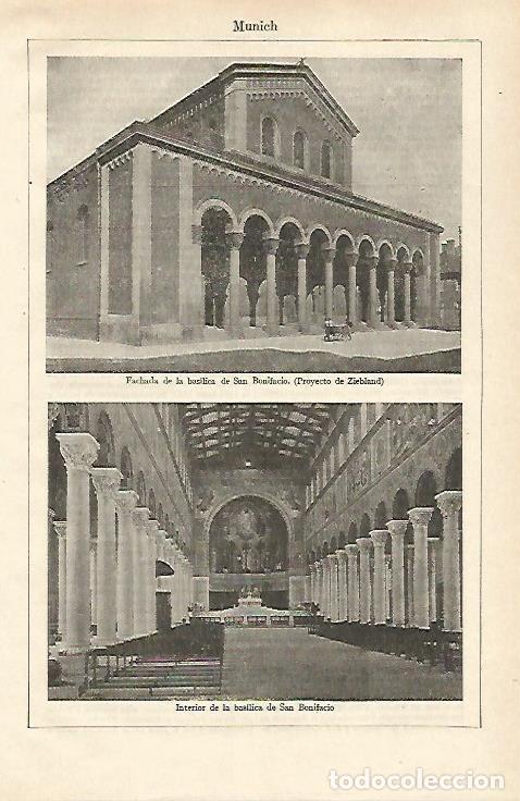Cartoline: LAMINA ESPASA 24517: Basilica e interior de San Bonifacio en Munich - Varios