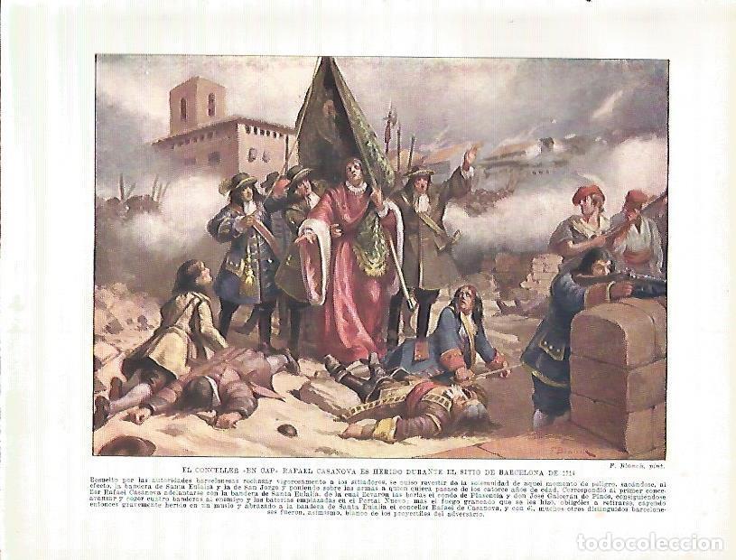 Cartoline: LAMINA 9181: Rafael Casanova es herido durante el sitio de Barcelona en 1714 - Manuel Rodriguez Codo