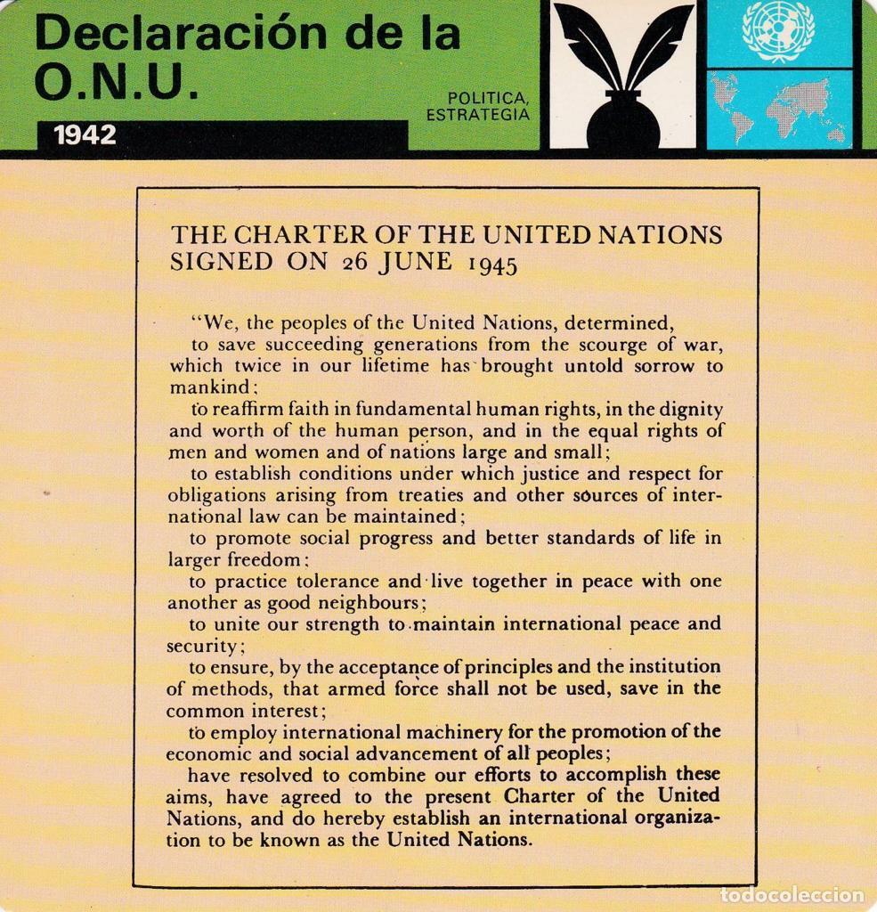 Cartes Postales: FICHA POLITICA, ESTRATEGIA: DECLARACION DE LA ONU. 1942 - NULL