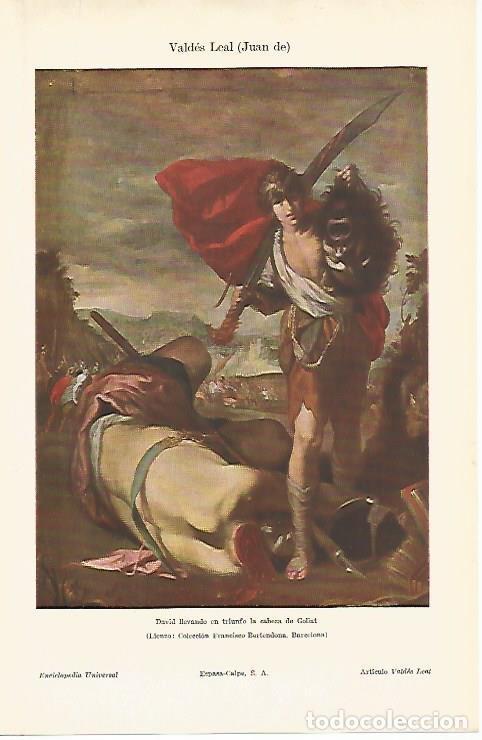 Postales: LAMINA ESPASA 4696: David llevando en triunfo la cabeza de Goliat por Valdes Leal - Varios Autores