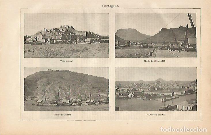 Postcards: LAMINA ESPASA 4390: Vistas de Cartagena - Varios Autores