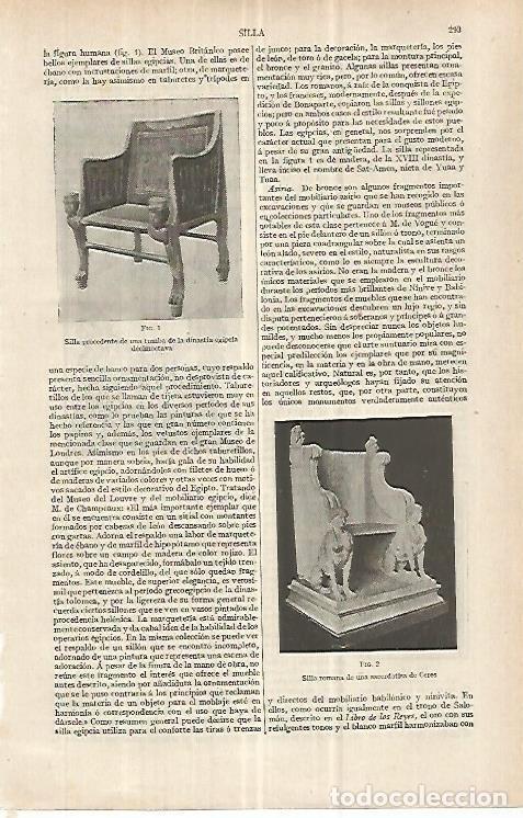 Postales: LAMINA ESPASA 33012: Silla del antiguo Egipto y silla de una sacerdotisa de Ceres - Varios
