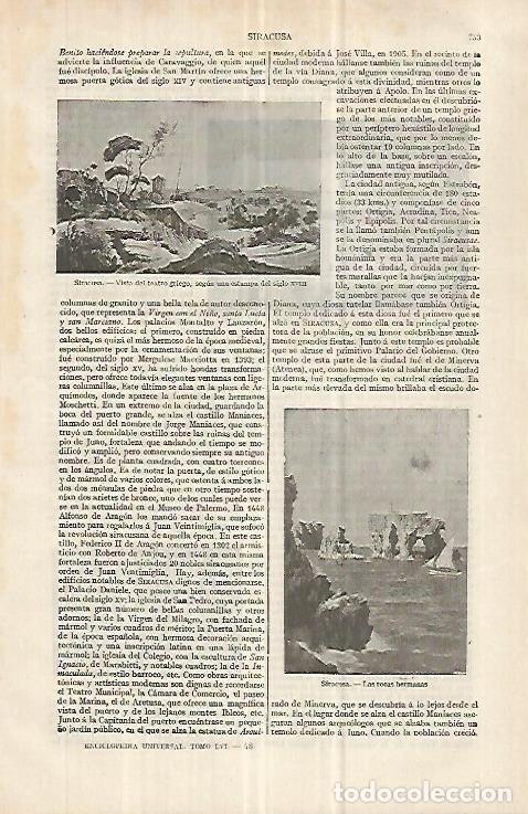 Postales: LAMINA ESPASA 33075: Teatro griego y rocas hermanas en Siracusa, Sicilia - Varios