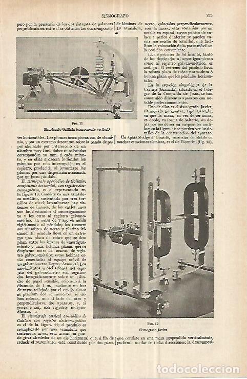 Postais: LAMINA ESPASA 33092: Sismografo Galitzin y sismografo Javier - Varios