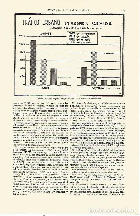Cartes Postales: LAMINA ESPASA 21703: Grafico del trafico en Barcelona y Madrid en 1958 - Varios