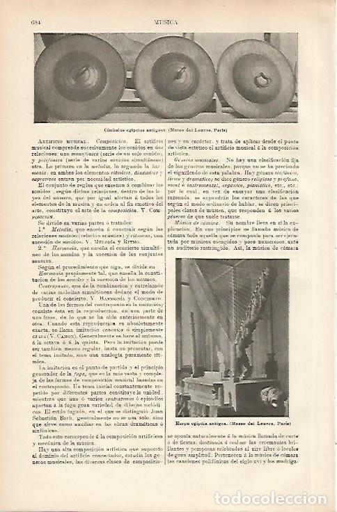 Postales: LAMINA ESPASA 10421: Cimbalos y arpa del Antiguo Egipto - Varios