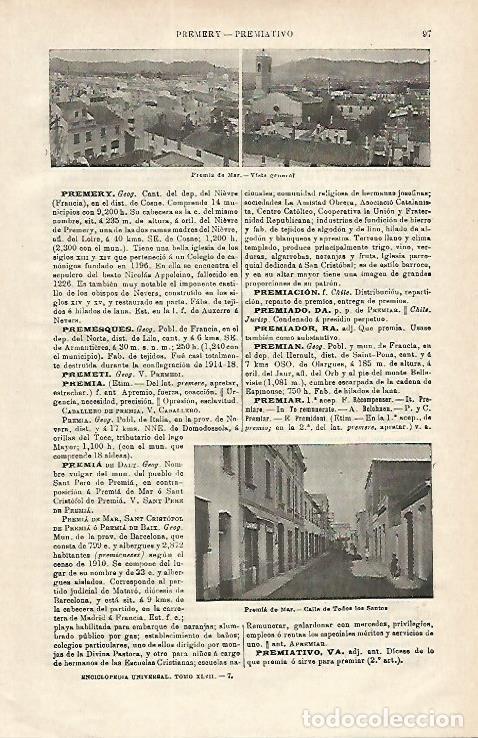 Postais: LAMINA ESPASA 16726: Vista general de Premia de Mar Barcelona - Varios