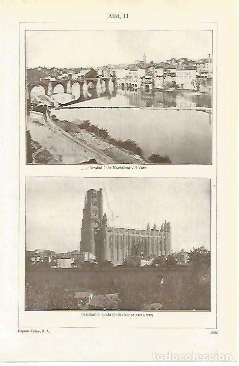 Postais: LAMINA ESPASA 33640: Arrabal de la Magdalena y Catedral de Santa Cecilia en Albi, Francia - Varios