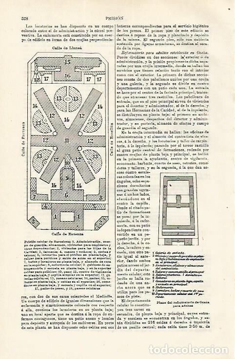 Cartes Postales: LAMINA ESPASA 16796: Planta de la prision celular de Barcelona - Varios