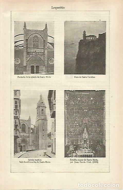 Cartes Postales: LAMINA ESPASA 33189: Iglesia de Santa Maria, Faro y retablo de Santa Maria en Lequeitio, Vizcaya - V