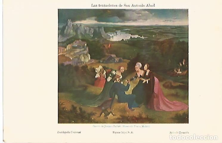 Postales: LAMINA ESPASA 2754: Las tentaciones de San Antonio Abad por Patinir - Varios Autores