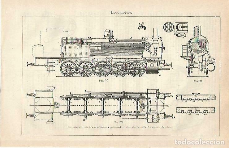 Postkarten: LAMINA ESPASA 33391: Secciones de locomotora con recalentador Schmidt - Varios