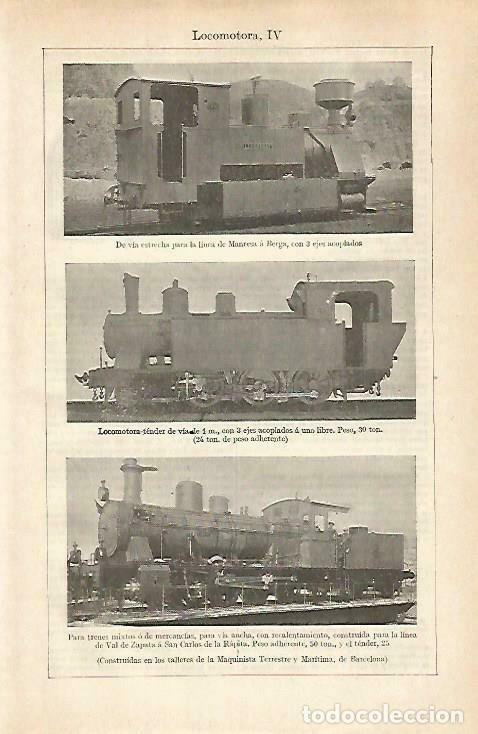 Postales: LAMINA ESPASA 33389: Locomotoras de la Maquinista Terrestre y Maritima de Barcelona - Varios
