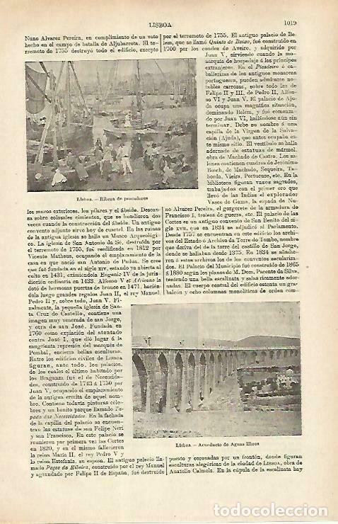 Postkarten: LAMINA ESPASA 33344: Ribera de pescadores y acueducto de Aguas Libres en Lisboa, Portugal - Varios