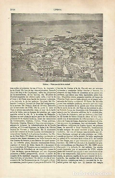 Postales: LAMINA ESPASA 33341: Vista parcial de Lisboa, Portugal - Varios