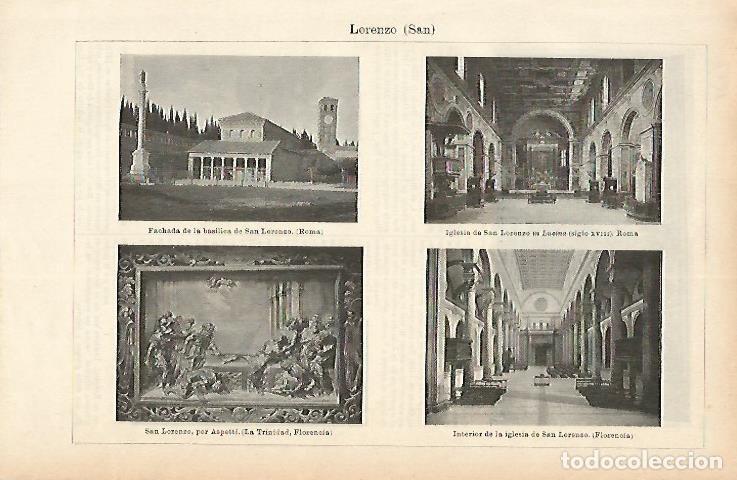 Postkarten: LAMINA ESPASA 1872: Iglesias consagradas a San Lorenzo - Varios Autores