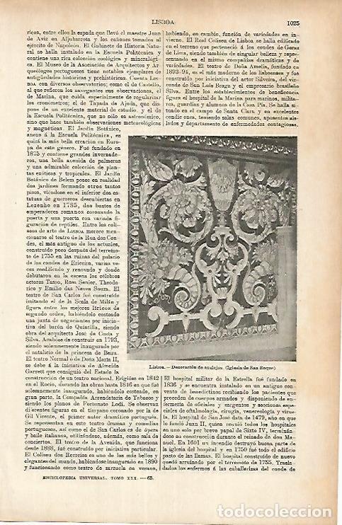 Postais: LAMINA ESPASA 25760: Iglesia de San Roque en Lisboa - Varios