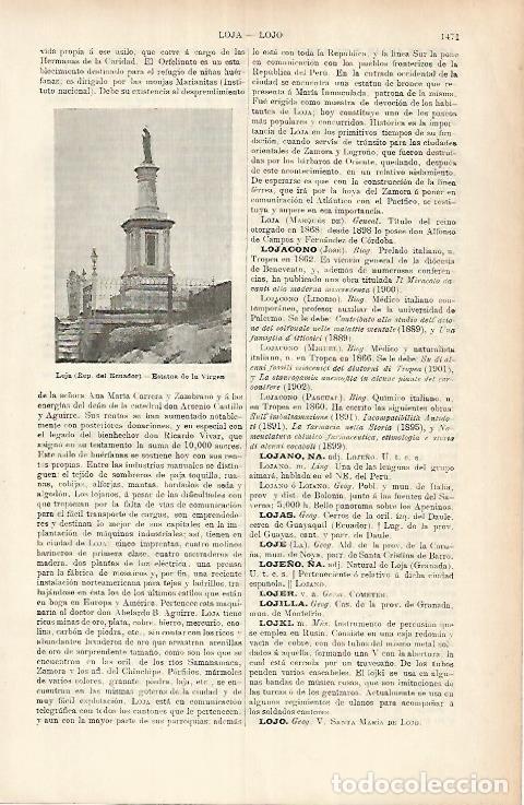 Postkarten: LAMINA ESPASA 25842: Estatua de la Virgen en Loja Ecuador - Varios