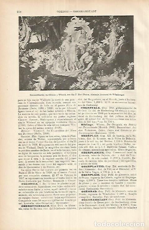 Cartes Postales: LAMINA ESPASA 25887: Reconciliacion de Oberon y Titania por Paton - Varios