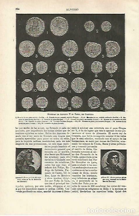 Postales: LAMINA ESPASA 33737: Monedas de Alfonso X el Sabio - Varios