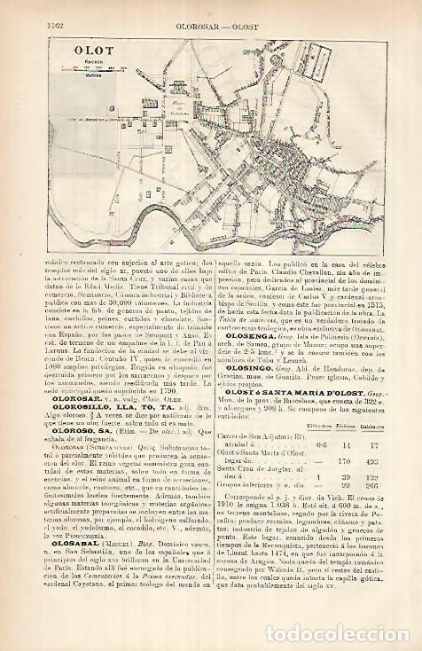 Postales: LAMINA ESPASA 26036: Plano de Olot Girona - Varios