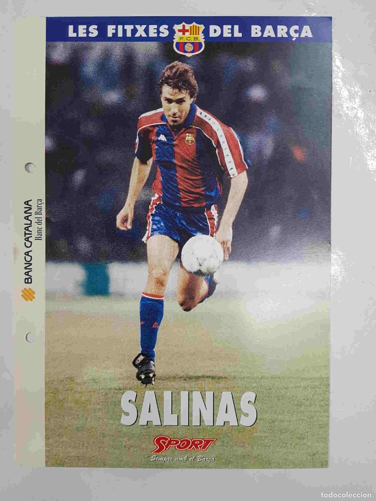 Postales: Julio Salinas: Ficha perteneciente a Les fitxes del bar&ccedil;a del diario Sport