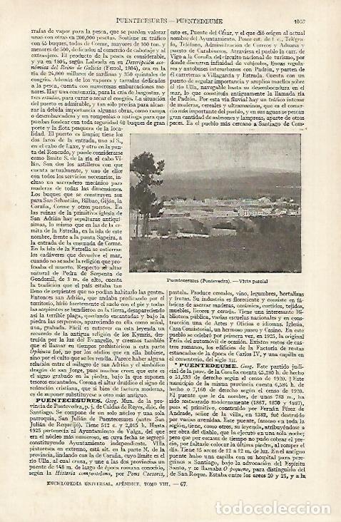 Postales: LAMINA ESPASA 26161: Vista de Puentecesures en Pontevedra - Varios