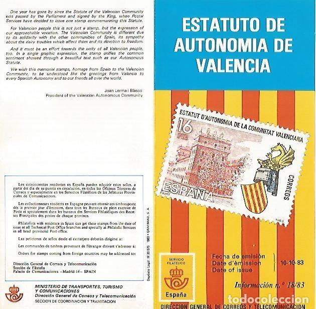 Postkarten: DIPTICO 16318: Estatuto de Autonomia de Valencia - Varios