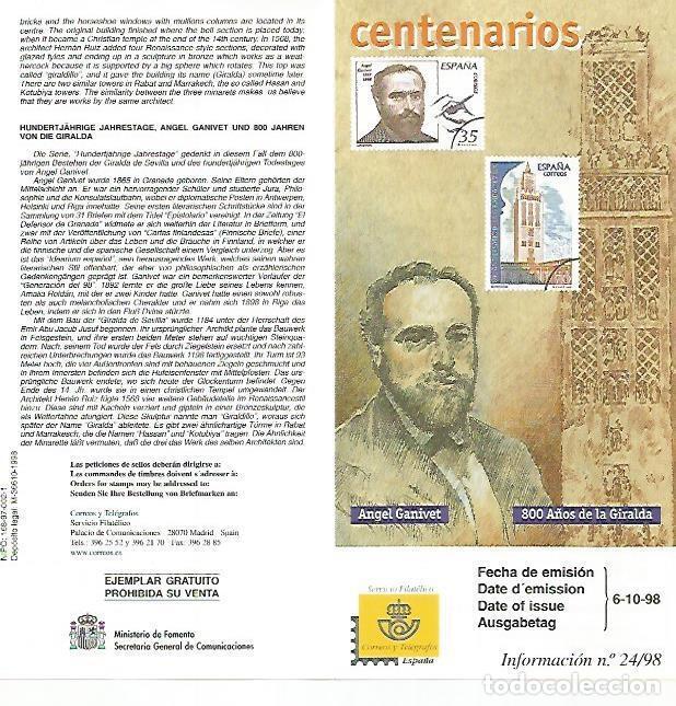 Postkarten: DIPTICO 16485: Centenario de Angel Ganivet. 800 a&ntilde;os de la Giralda - Varios
