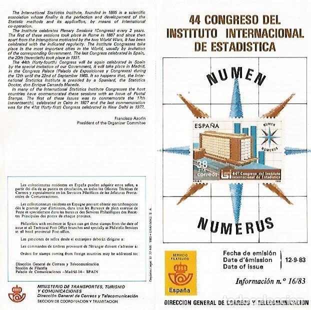 Postkarten: DIPTICO 16295: 44 Congreso del Instituto Internacional de Estadistica - Varios