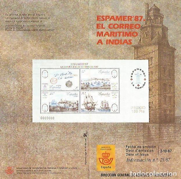 Postkarten: DIPTICO 16316: Espamer 87. El correo maritimo a Indias - Varios