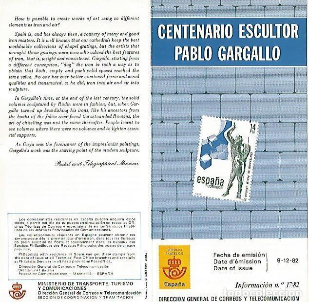 Postais: DIPTICO 16282: Centenario escultor Pablo Gargallo - Varios