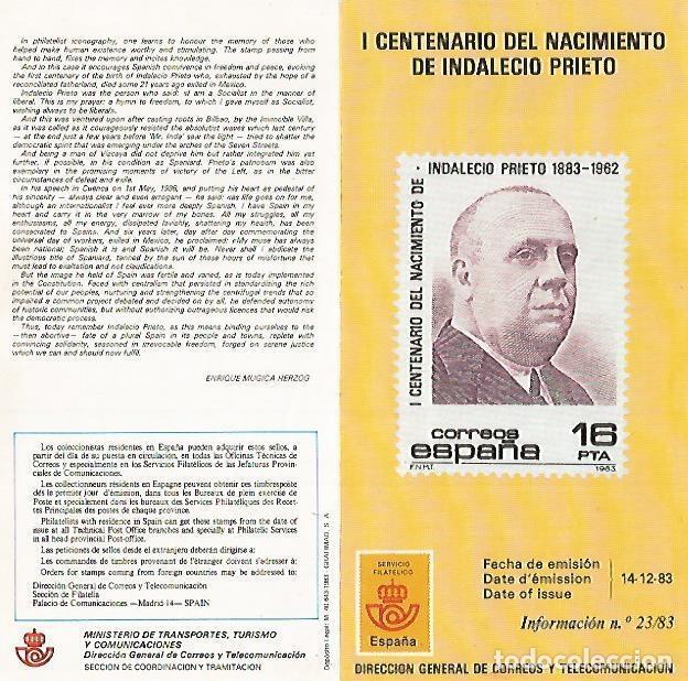 Postkarten: DIPTICO 16293: I Centenario del nacimiento de Indalencio Prieto - Varios