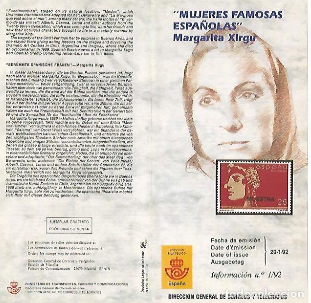 Cartoline: DIPTICO 16364: Mujeres famosas espa&ntilde;olas. Margarita Xirgu - Varios