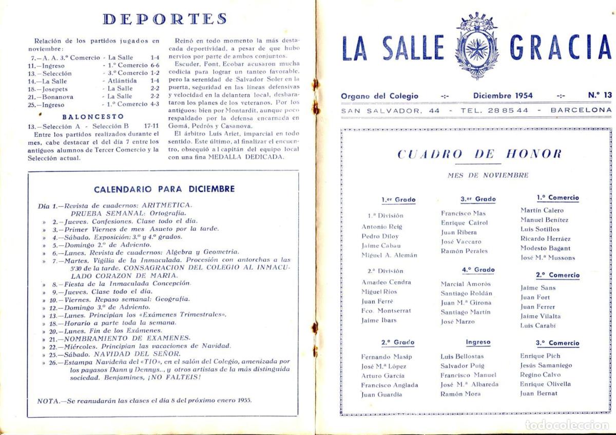 Postkarten: La Salle Gracia numero 13. Diciembre 1954 - Varios