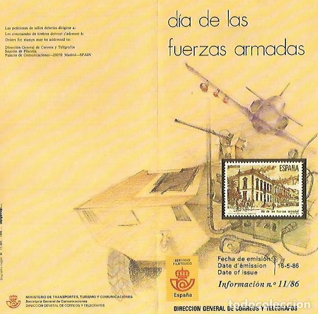 Postales: DIPTICO 16354: Dia de las Fuerzas Armadas, informaicon 11-86 - Varios