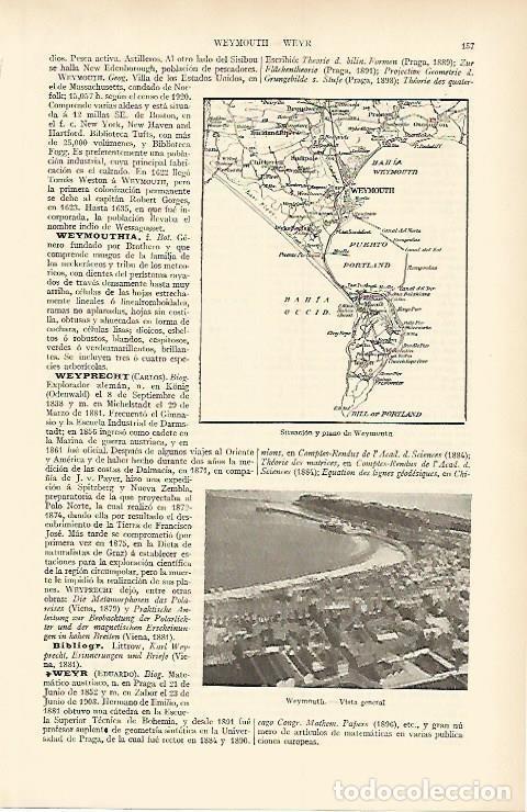 Postais: LAMINA ESPASA 1571: Mapa de Weymouth Estados Unidos - Varios Autores