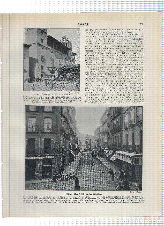 Postcards: Lamina/sheet/feuille numerada 261/262: Casa Consistorial y calle coso bajo de Huesca y Puerta San Vi