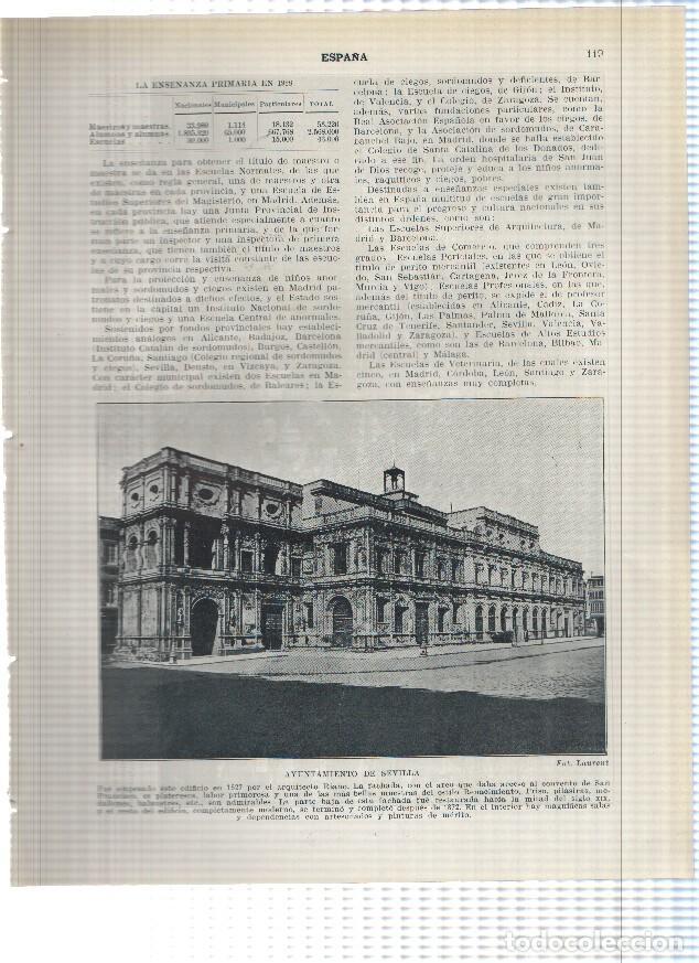 Postcards: Lamina/sheet/feuille numerada 119/120: Ayuntamiento de Sevilla y vista general de Madrid